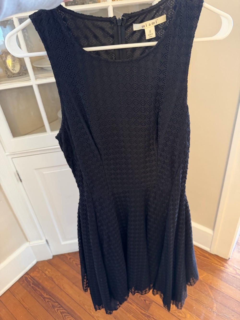 Black Lace Fit & Flare Dress Sleeveless Small Feminine Cocktail Mini